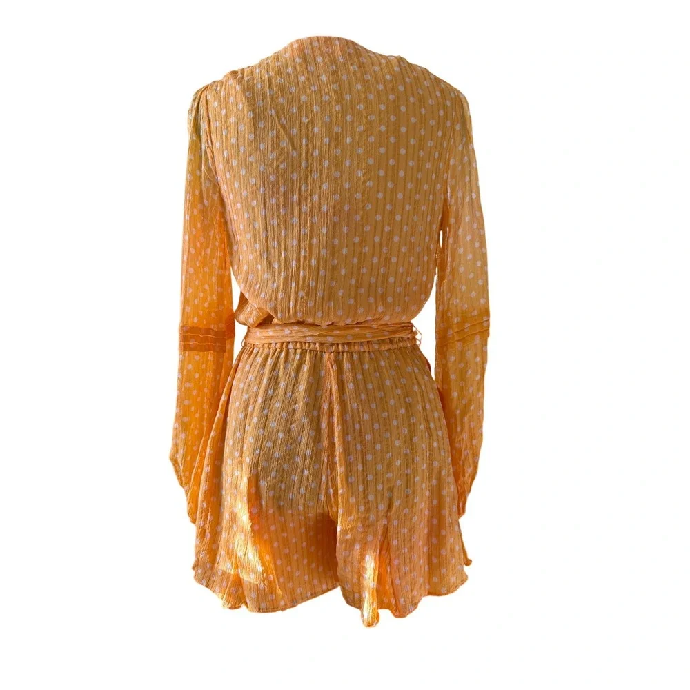 Jonathan Simkhai Women's Polka‎ Dot Caroline Silk Romper Size XS Bohemian